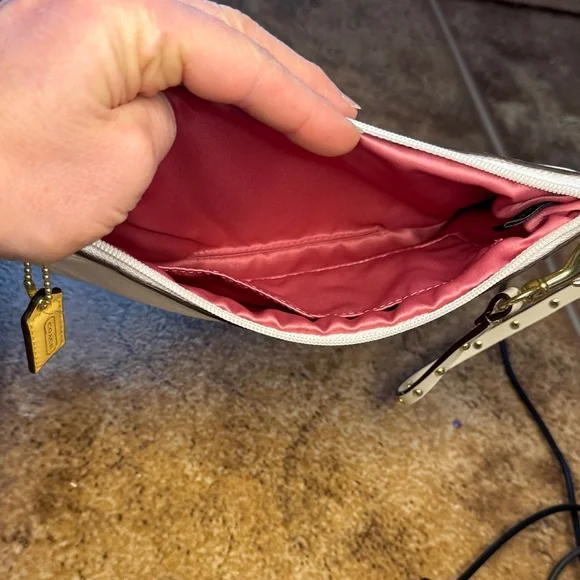 Coach White and Pink Wristlet with Multicolor Stripes - Picture 3 of 3